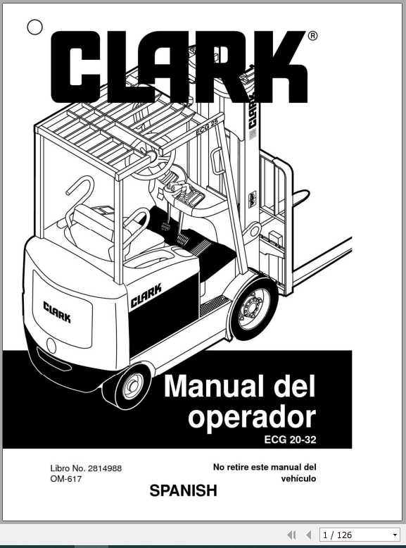 Clark Forklift ECG 20 30 OM 617 Operators Manual2814988ES 1 1