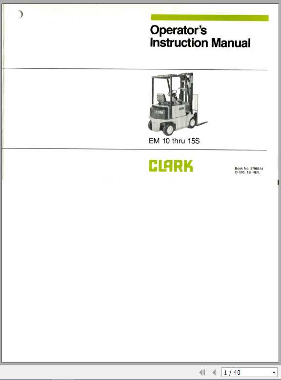 Clark Forklift EM 10 15S OI 505 Operators Instruction Manual3796514 1