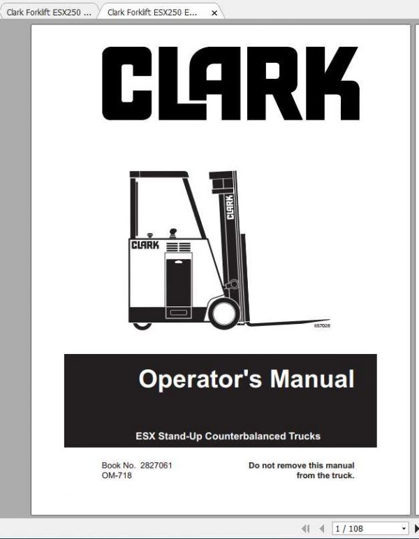 Clark Forklift ESX250 Operators Manual 1