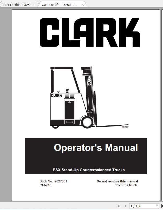 Clark Forklift ESX250 Operators Manual 1