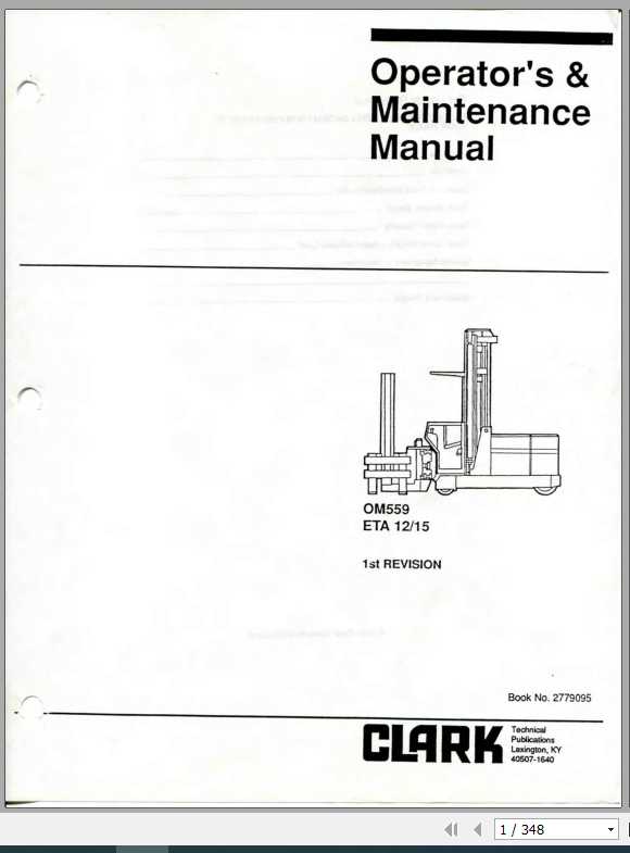 Clark Forklift ETA 12 15 OM 559 Operators Maintenance Manual2779095 1