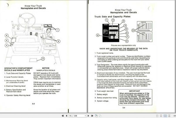 Clark Forklift ETR13 OM 569 Operators Manual2779085 3