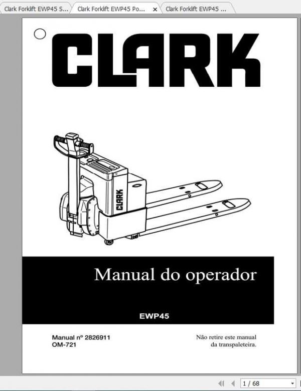 Clark Forklift EWP45 Operators ManualENPOES 1