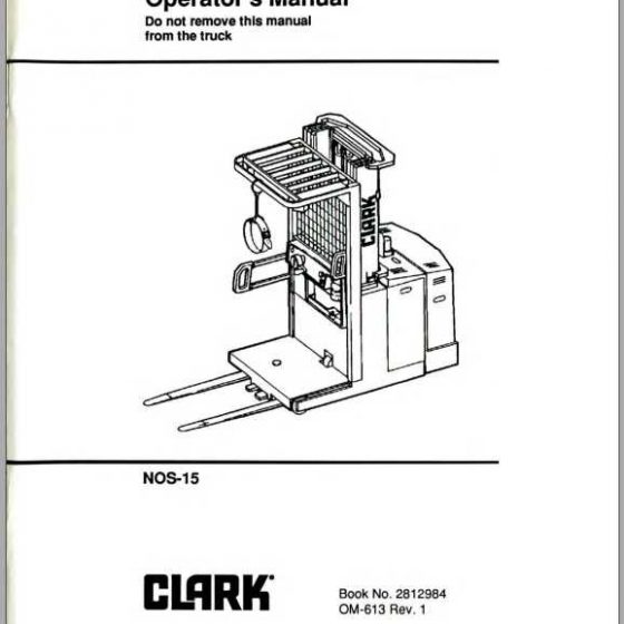 Clark Forklift IT581 Series OMA224 Operator's Manual