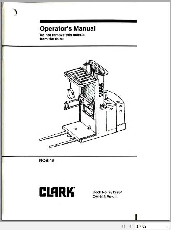 Clark Forklift NOS 15 OM 613 Operators Manual2812984 1