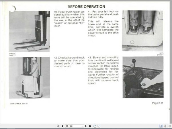 Clark Forklift NP15 NP20 OM 535 Operators Manual2392803 3