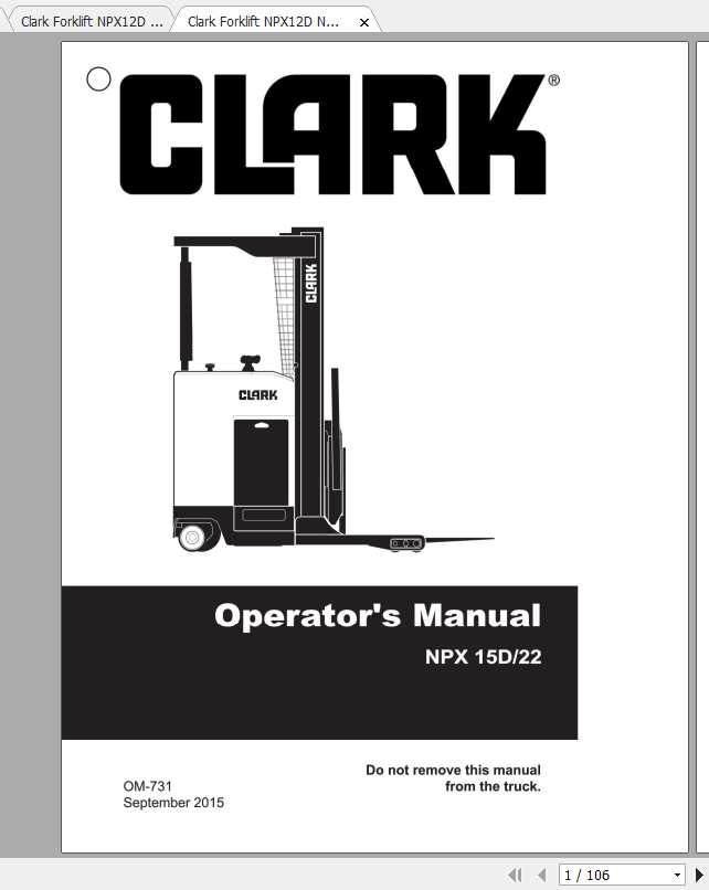 Clark Forklift NPX12D NPX22 Operators ManualENES 1