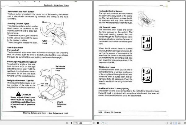 Clark Forklift TMG12 25 OM 616 Operators Manual2817441 3