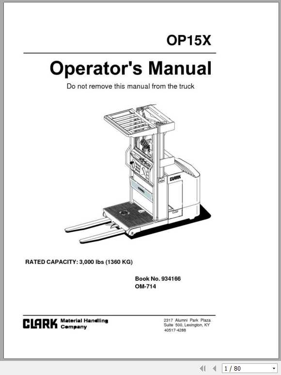 Clark Order Picker OP15X OM 714 Operators Manual934166 1