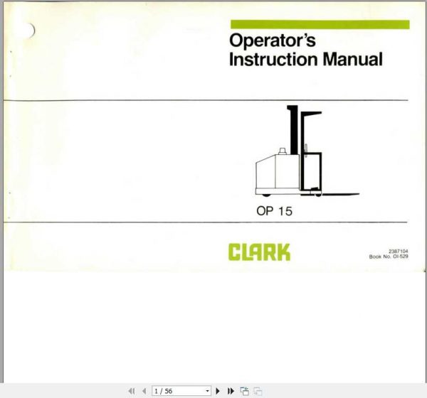 Clark Order Picker OP15 OI 529 Operators Manual2387104 1