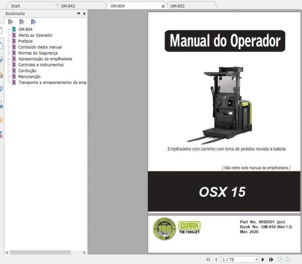 Clark Order Picker Truck OSX15 Operators ManualENPOES 2