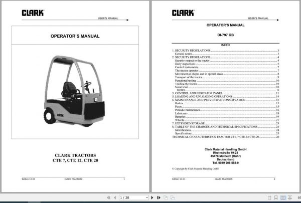 Clark Tractor CTE7 CTE12 CTE20 Operators ManualOI 797 1