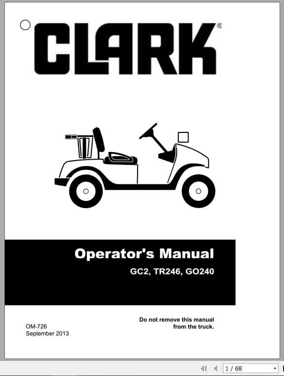 Clark Tractor GC2 TR246 GO240 OM 726 Operators Manual 1