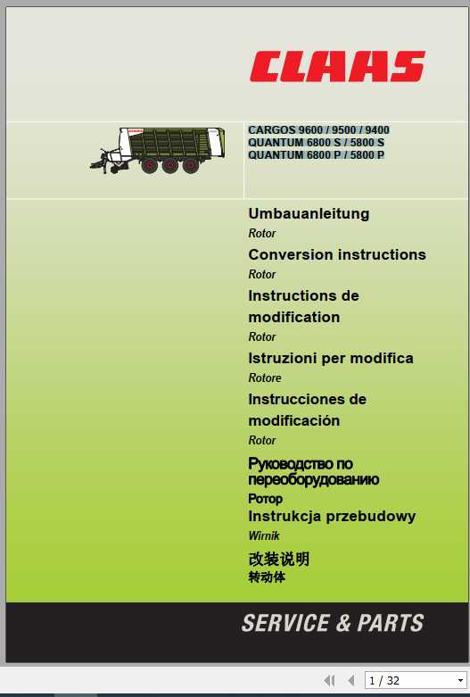 Class Loader Wagons CARGOS 9600 9400QUANTUM 6800S 5800S 6800P 5800P Conversion Instructions 1