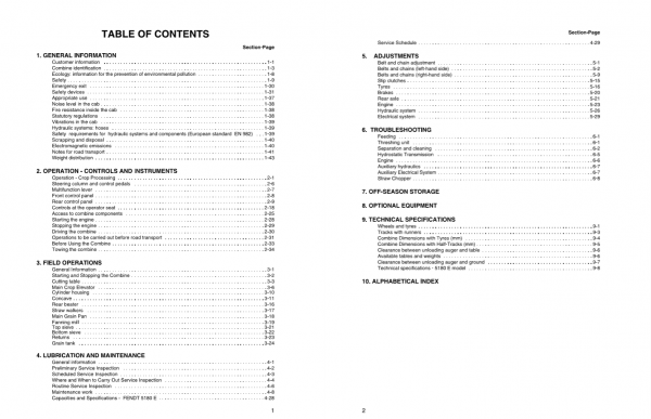 Fendt Eu Harvesting 5180 E Combines Operators Manual 1857671Y 2