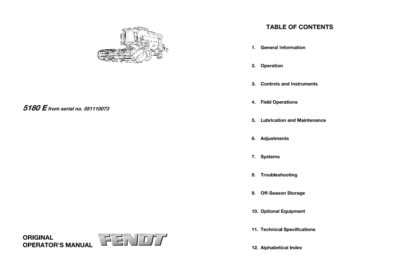 Fendt Eu Harvesting 5180 E Combines Operators Manual 2012 1857673G 1