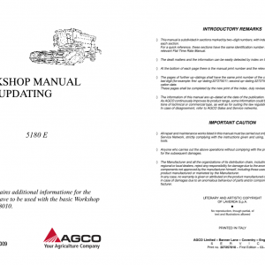 Fendt Eu Harvesting 5180 E Combines Wsm Appendix 1857671W Workshop Manual 1