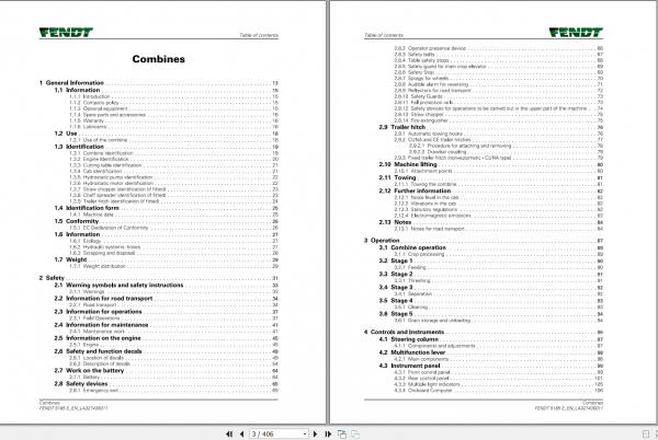 Fendt Eu Harvesting 5185E Combines Operators Manual 2017 3274351F 2