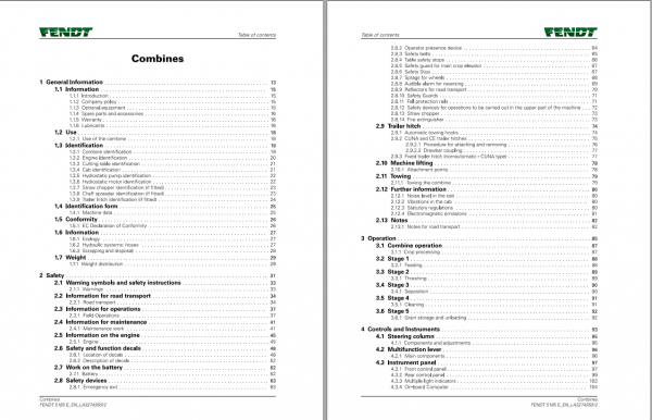 Fendt Eu Harvesting 5185E Combines Operators Manual 2018 3274352F 2