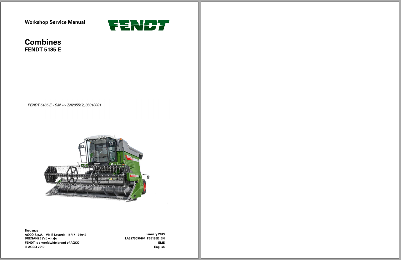 Fendt Eu Harvesting 5185E Combines Workshop Service Manual 2018 3275090F 2