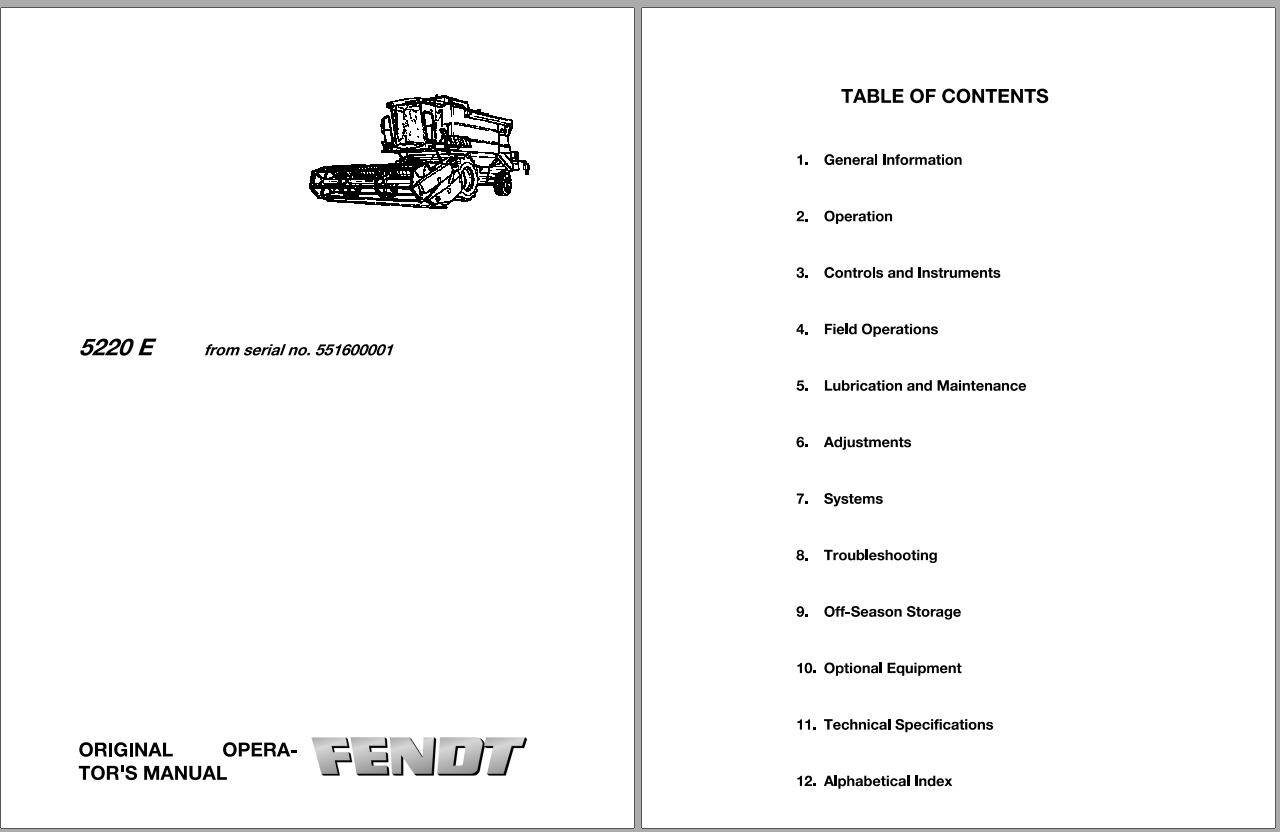 Fendt Eu Harvesting 5220 E Combines Operators Manual 2012 1857673B 1