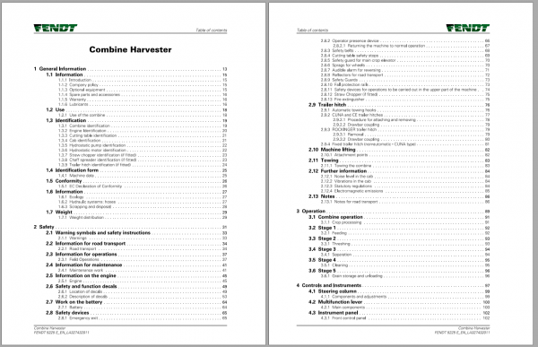 Fendt Eu Harvesting 5225E Combine Operators Manual 2017 3274321F 2