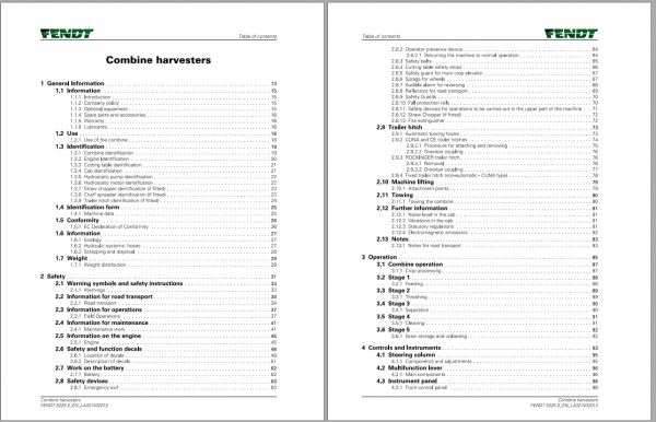 Fendt Eu Harvesting 5225E Combines Operators Manual 2018 3274322F 2