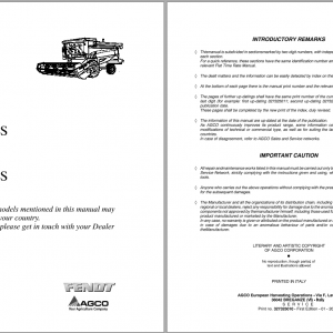 Fendt Eu Harvesting 5255 L MCS 6275 L MCS Combines Workshop Service Manual 1857672C 1