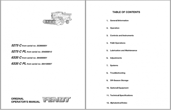 Fendt Eu Harvesting 5275 C Pl 6335 C Pl Combines Operators Manual 2012 1857673D 1