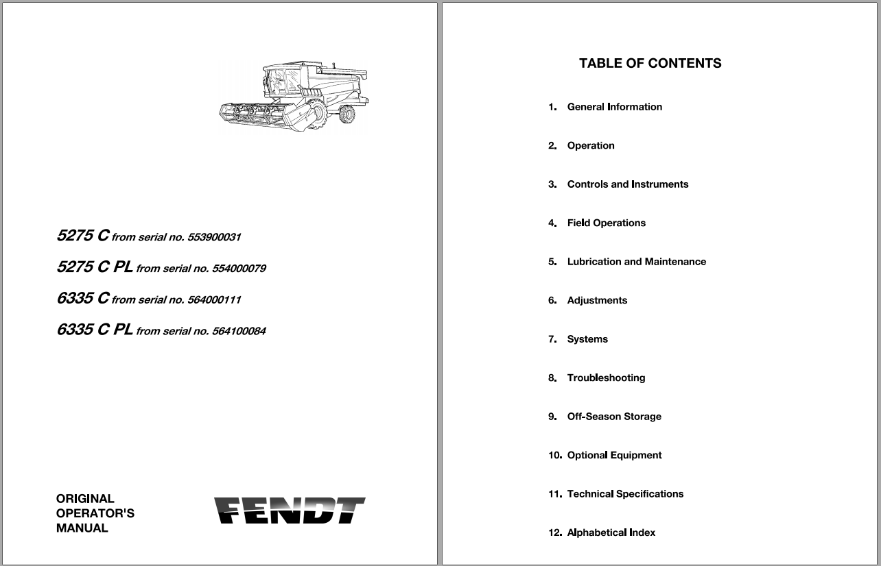 Fendt Eu Harvesting 5275 C Pl 6335 C Pl Combines Operators Manual 2013 L273172F 3