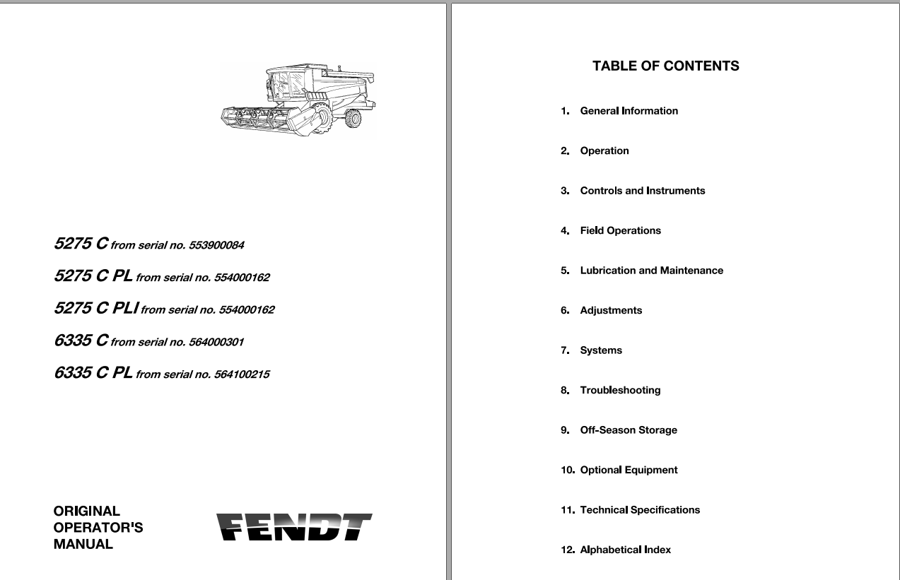 Fendt Eu Harvesting 5275 C Pl 6335 C Pl Combines Operators Manual 2014 L273173F 1