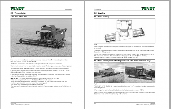 Fendt Eu Harvesting 5275C 6335C Combines Operators Manual 2018 3273178F 3