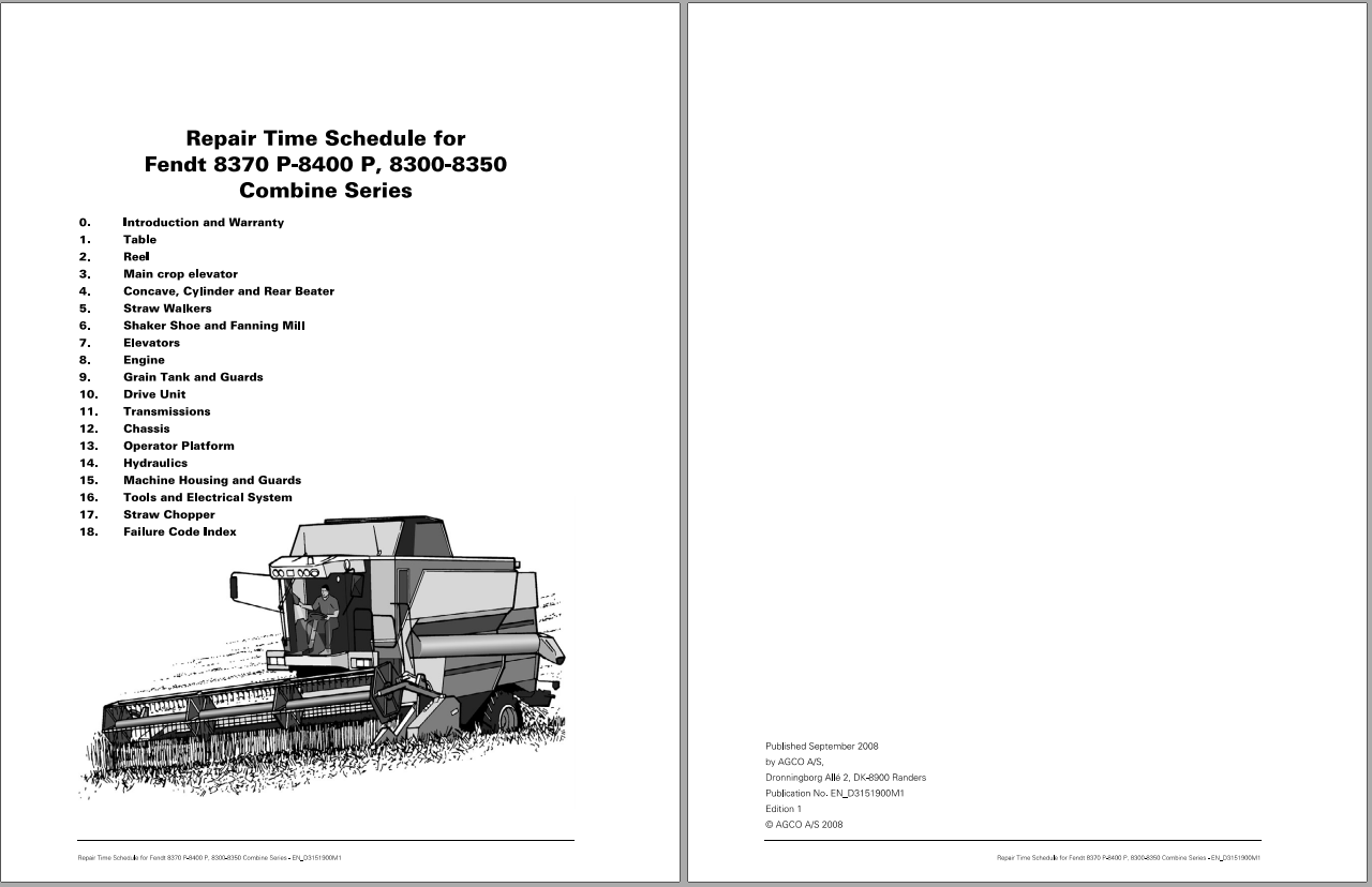 Fendt Eu Harvesting 8300 8350 8370P 8400P Combines Repair Time Schedule D3151900 1