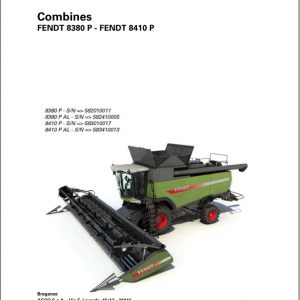 Fendt Eu Harvesting 8380P 8410P Combine Operators Manual 2016 D31571M4 2