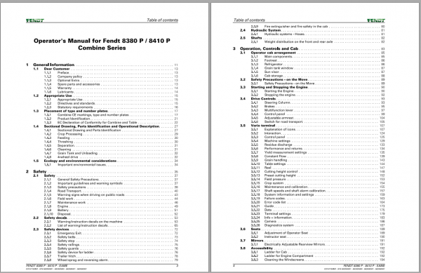 Fendt Eu Harvesting 8380P 8410P T4FCombines Operators Manaual 2014 SN5820