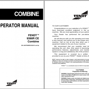 Fendt Eu Harvesting 9390R Ce Combine Operator ManualEn 1