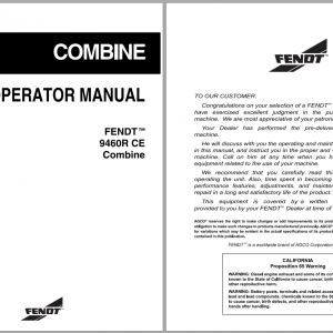 Fendt Eu Harvesting 9460R Ce Combine Operator ManualEn 1