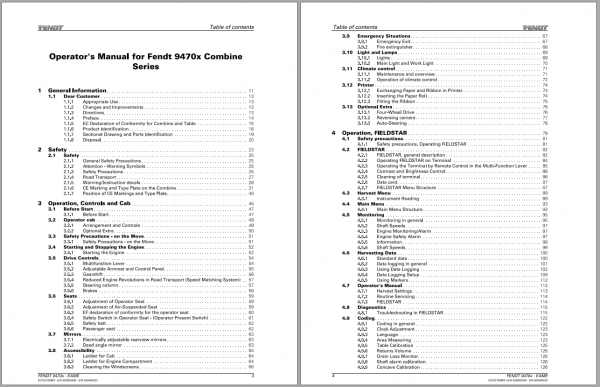 Fendt Eu Harvesting 9470X Hybrid Stage 3BCombines Operators Manual