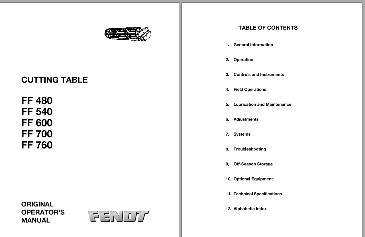 Fendt Eu Harvesting Cutting Table FreeFlow Operators Manual 2012 1857673E 1