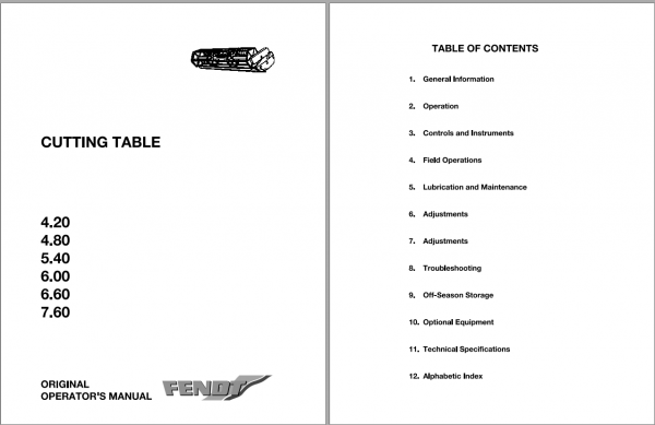 Fendt Eu Harvesting Cutting Table La Standard Operators Manual 1857672W 1