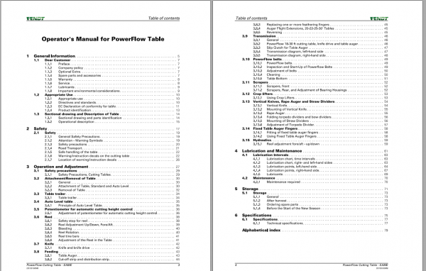 Fendt Eu Harvesting Cutting Table PowerFlow Operators Manual 2014 D3155102 2