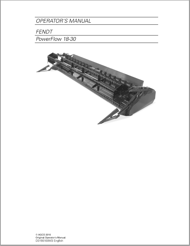Fendt Eu Harvesting Cutting Table PowerFlow Operators Manual D3155100 1