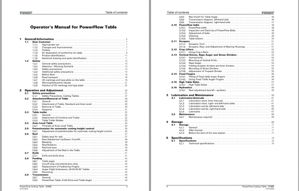 Fendt Eu Harvesting Cutting Table PowerFlow Operators Manual D3155100 2
