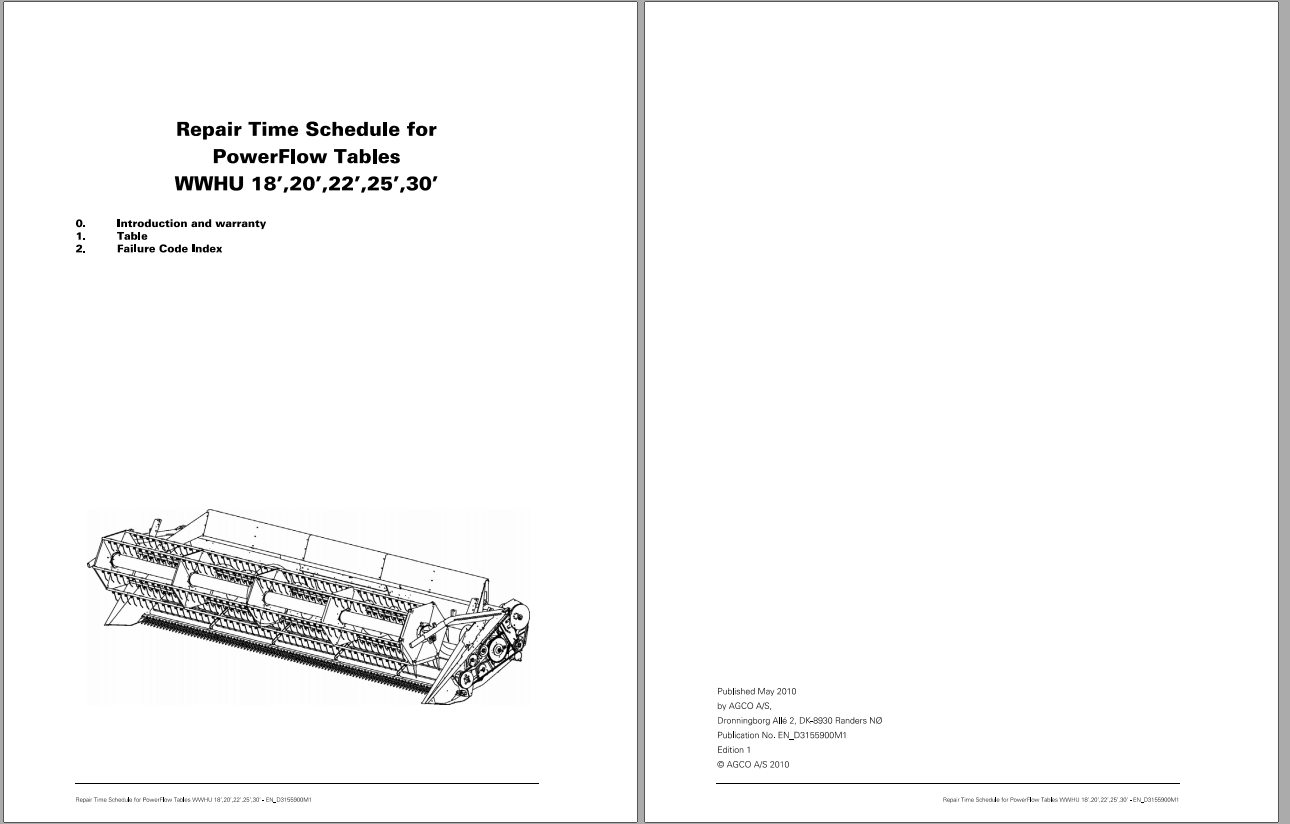 Fendt Eu Harvesting Cutting Table PowerFlow Repair Time Schedule 2010 D3155900 1