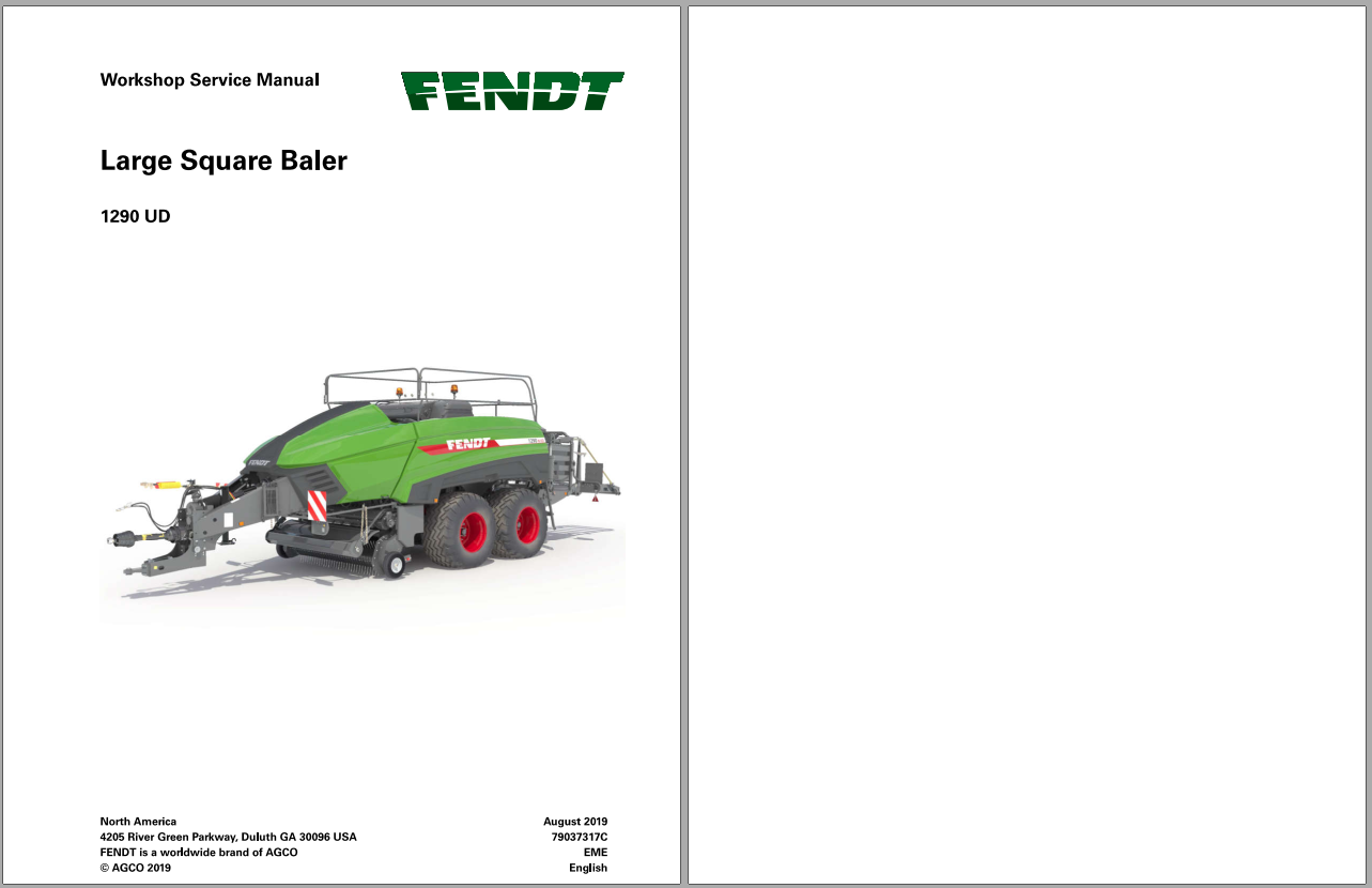 Fendt Eu Hay Equipment 1290 UD Large Square Baler Workshop Service Manual 2