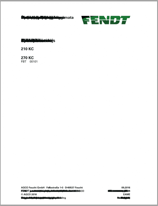 Fendt Eu Hay Equipment 210KC 270KC Operators Manual 2016 Fel12769404 EN 1