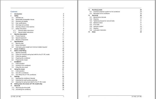Fendt Eu Hay Equipment 211RC 271RC Operators Manual 2016 Fel12835904 EN 2
