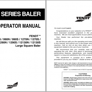 Fendt Eu Hay Equipment 870 990 1270 1290 12130 Big Square Baler Operator Manual 1