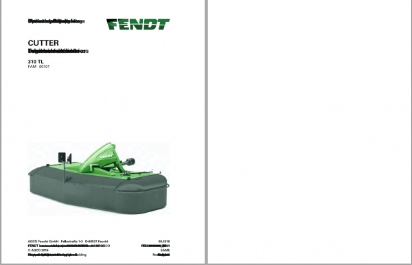 Fendt Eu Hay Equipment Cutter 310TL Operators Manual 2016 Fel12838404 EN 1