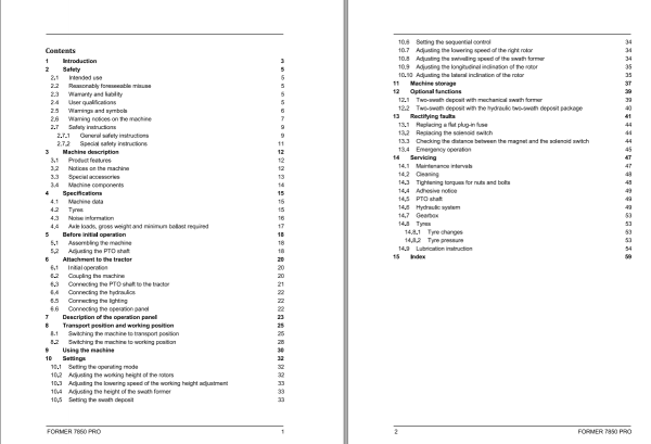 Fendt Eu Hay Equipment Former 7850PRO Operators Manual 2016 Fel16850804 EN 2